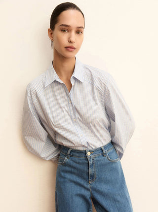 Camicia ampia in popeline stretch