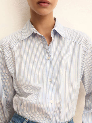 Camicia ampia in popeline stretch