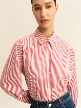 Camicia ampia in popeline stretch