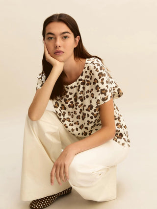 T-shirt in twill stampata