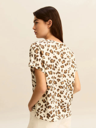 T-shirt in twill stampata