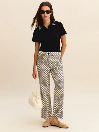 Pantalone flare in cotone stretch