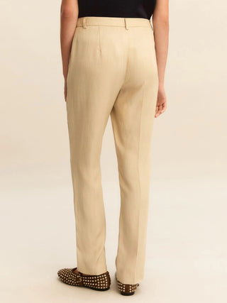 Pantaloni slim in twill di misto lino