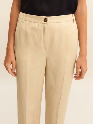 Pantaloni slim in twill di misto lino