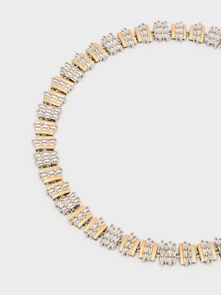 Collana baguette con pietre oro/argento