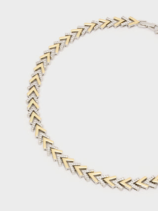 Collana chevron con pietre oro/argento
