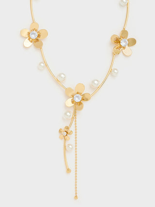 Collana flowers con pietre oro