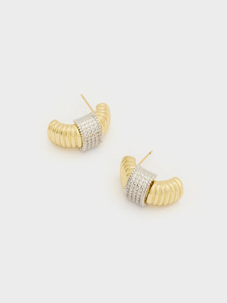 Orecchini con dettaglio pietre argento/oro