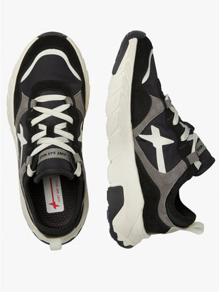 Sneakers in suede e tessuto tecnico