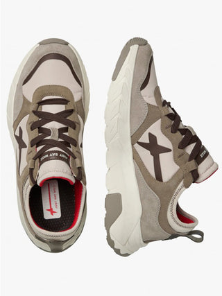 Sneakers in suede e tessuto tecnico