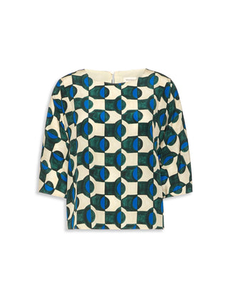 Blusa in crêpe de chine di seta stampata