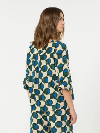 Blusa in crêpe de chine di seta stampata