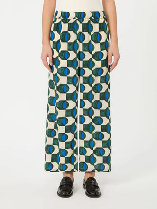 Pantalone in crêpe de chine stampato