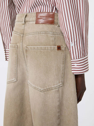 Jeans barrel leg in denim effetto used