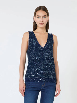 Maglia smanicata con paillettes