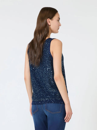 Maglia smanicata con paillettes