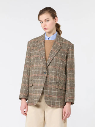 Blazer monopetto in lana principe di galles