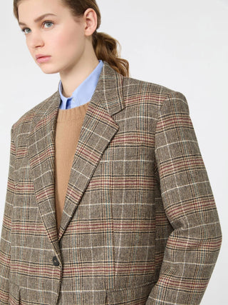 Blazer monopetto in lana principe di galles