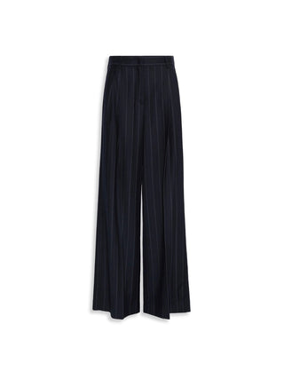 Pantalone in flanella gessata di lana