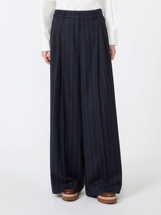 Pantalone in flanella gessata di lana
