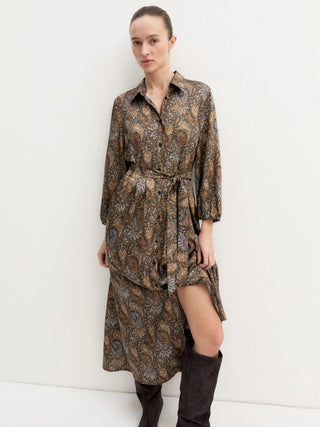 Chemisier lungo in twill stampato