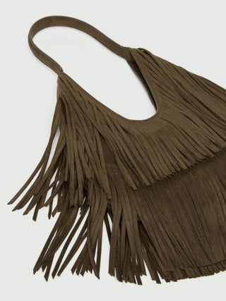 Borsa a spalla con frange