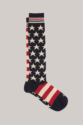 Calze lunghe fantasia stars & stripes rosso/panna