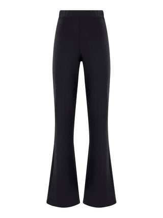 Pantalone flare a zampa in tessuto compact - nero