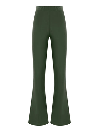 Pantalone flare a zampa in tessuto compact - kombu green