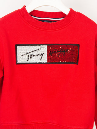 Felpa girocollo con strass Tommy Hilfiger